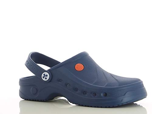Oxypas Safety Jogger Clogs für Damen - Sonic - Leichter Sicherheitsschuh für Herren, ideal für Krankenhaus, Küche oder Garten, rutschfest und Stoßdämpfend, Theaterschuh, Navy UK 4/5 EU 37/38
