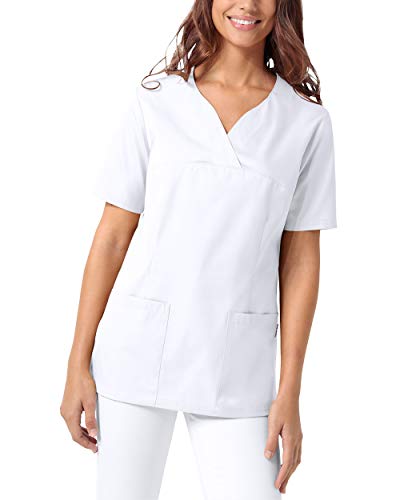 CLINIC DRESS Schlupfkasack Damen Kasack für die Pflege 1/2 Arm Regular Fit Länge ca. 70 cm 50% Baumwolle 95 Grad Wäsche weiß M