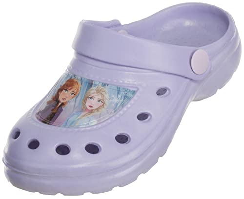 Brandsseller Kinder Clogs Hauschuh Gartenschuh Badeschuh Leichte Sommerclogs mit Motiven im Stil von Frozen Lila