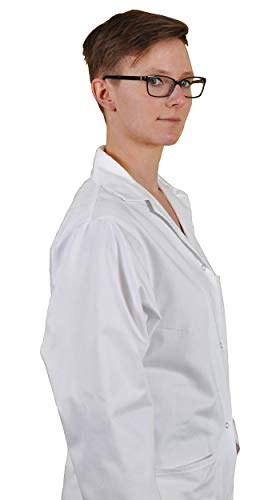 KOKOTT Damen Laborkittel aus 100% Baumwolle mit Druckknöpfen,weiß,Perfekt für Arbeit und Studium (38)