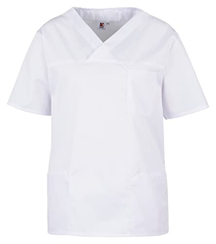 BEB Kasack Basic Unisex Medizinisches Schlupfhemd, Weiß, S