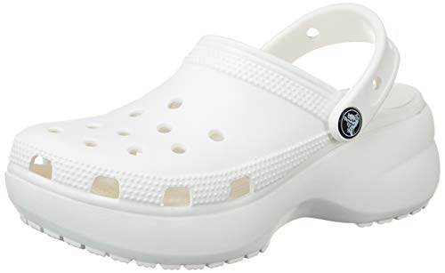 Crocs Damen Classic Platform W Clogs, White, 41/42 EU