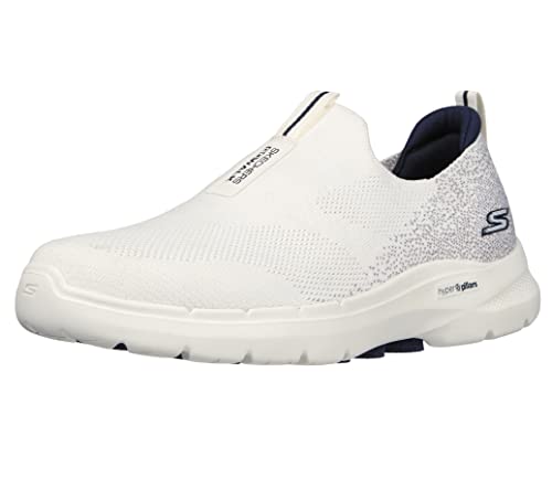 Skechers Herren Gowalk 6 – Stretch-Passform zum Reinschlüpfen, athletischer Laufschuh Walking-Schuh, weiß/Marineblau, 44 EU