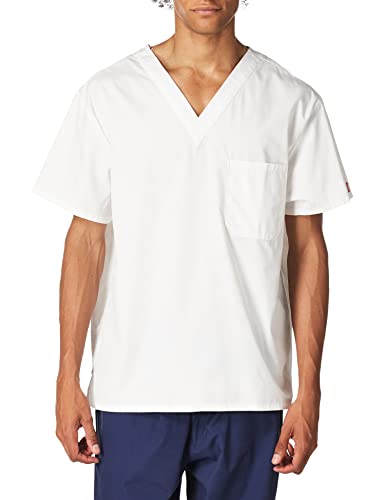 Dickies Herren Signature V-Ausschnitt Scrubs Shirt, Weiß, Groß