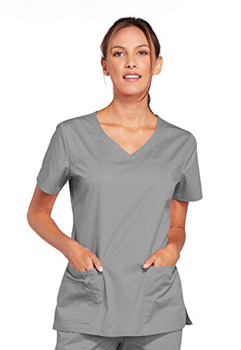 CHEROKEE Damen Workwear Core Stretch V-Ausschnitt Scrubs Shirt - Grau - XX-Large