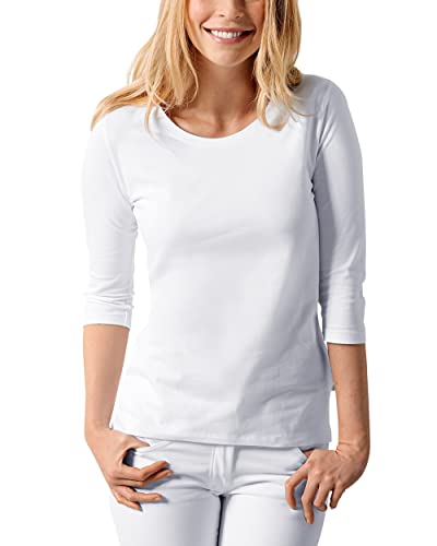 CLINIC DRESS Shirt Damen - Shirt 3/4 Arm Stretch mit 95% Baumwolle, für Krankenschwestern, Ärztinnen und Pflegepersonal weiß 30/32
