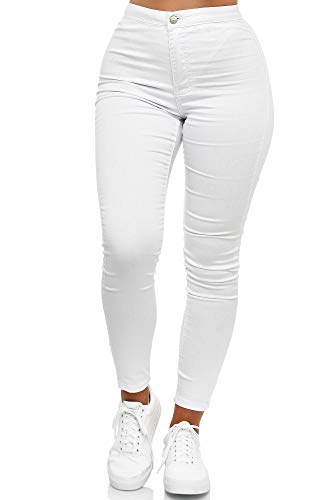Elara Damen Jeans High Waist Slim Fit Chunkyrayan JS710-1 White 38 (M)