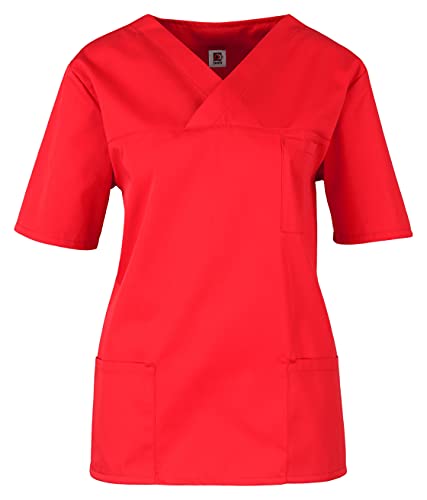 BEB Damen Kasack Basic Unisex Medizinisches Schlupfhemd, Rot, 3XL