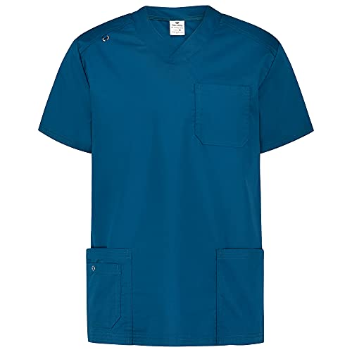 B-well Marco Herren Kasack Kurzarm V-Ausschnitt Kasack Herren Pflege Kasack Herren Schlupfkasack (Caribbeanblue, 2XL)