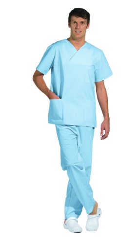 Leiber OP-Hose - Damen und Herren Hose mit Rundumgummizug - in vielen Farben (III (D=46/48 - H=52/54), Hellblau) III (D=46/48 - H=52/54),Hellblau