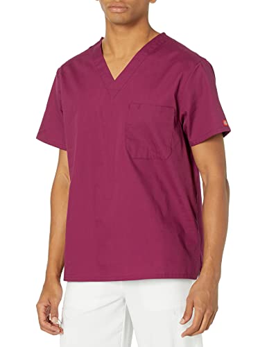 Dickies EDS Signature 83706 Schlupfkasack für Damen und Herren, Unisex, eine Tasche, V-Ausschnitt, weich gebürstete Popeline, Oberteil, Wein, XX-Large