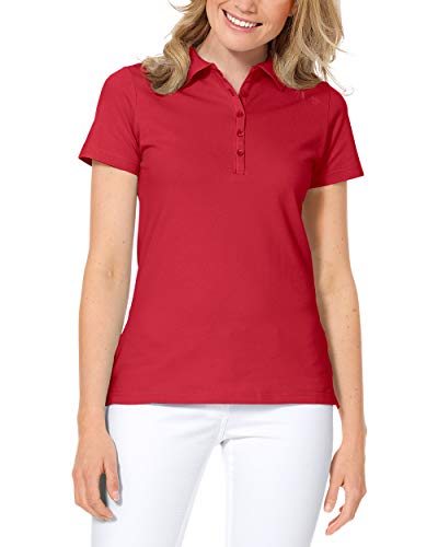 CLINIC DRESS Shirt Poloshirt für Damen - Kurzarm Stretch mit 96% Baumwolle für Krankenschwestern, Ärztinnen und Pflegepersonal rot 46/48