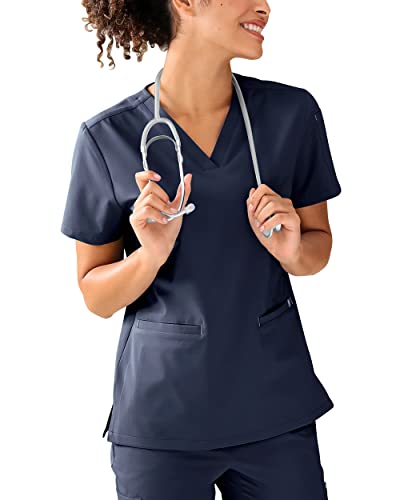 CLINIC DRESS Schlupfkasack I kaere I Damen-Kasack Pflege Arbeitskleidung I V-Ausschnitt Kurzarm Bunt I Navy 3XL