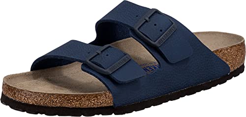 BIRKENSTOCK Herren Pantoletten Sandalen Arizona Pantolette Veloursleder Fußbett Bequem Freizeit Uni Pantolette Arizona normal blau
