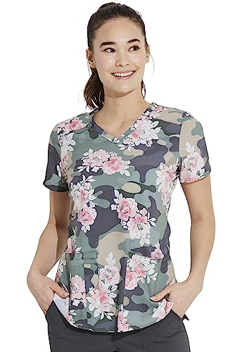 Dickies EDS DK616 Damen-Schlupfkasack mit V-Ausschnitt, Camos Abloom, Klein