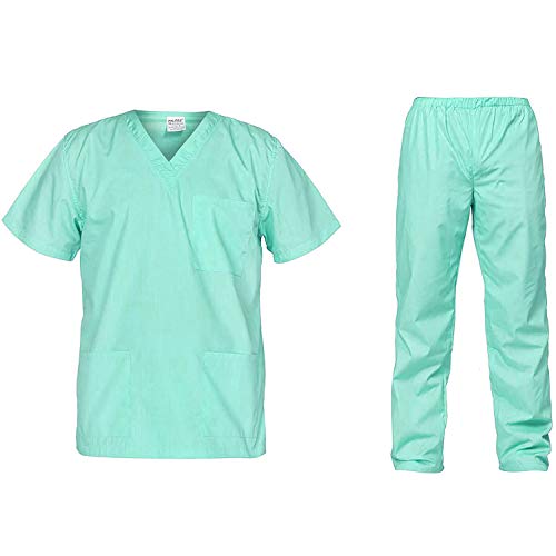 B-well Cesare Unisex-Schrubb-Set Schlupfkasack + Schlupfhose Set Medizin Arzt Uniform Schlupfjacke Oberteil mit Hose Medizinische Berufsbekleidung Grün M