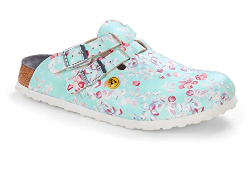 BIRKENSTOCK Damen Clogs Kay ESD Birko-Flor - Flowers Fields Mint - Schmal EU 40
