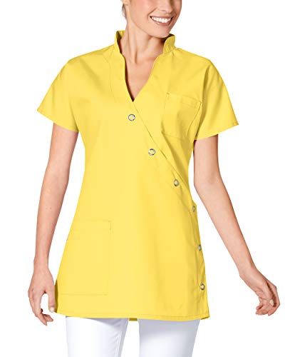 CLINIC DRESS Kasack Damenkasack für Krankenpflege und Altenpflege mit Brusttasche Mischgewebe 95° Wäsche gelb 42