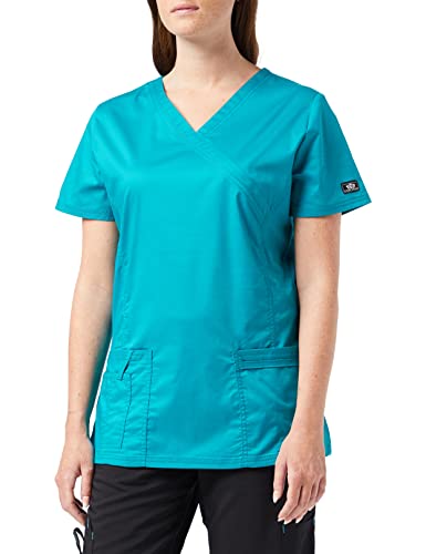 Smart Uniform 1125 Mock Wrap Top (L, Teal)