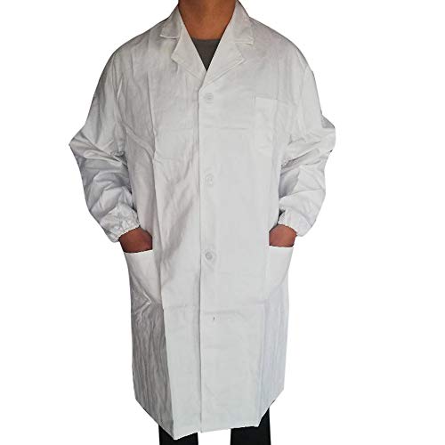 Unisex Laborkittel, Laborkittel Arztkittel Frauen Männer Langarm Weiß Outwear Bluse Taschen kittel Herren Medizin Arbeitsmantel Labormantel Schutzkleidung für Labor weiß Baumwolle(Weiß.L 76)