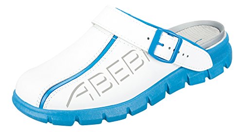 Abeba Berufsschuh-Clog Herren Abeba Dynamic Arbeitsschuhe, Weiß Blau mit Aufdruck, 43 EU