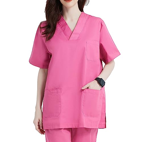 MISEMIYA - Medizinische Uniformen Unisex Top Krankenschwester Krankenhaus Berufskleidung - Medium, Pink