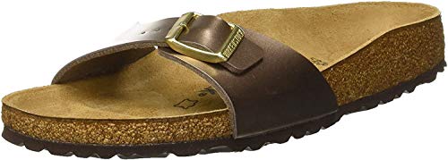 BIRKENSTOCK Unisex Madrid Birko-flor Pantoletten Narrow Fit , Beige (Electric Metallic Taupe Electric Metallic Taupe) , 38