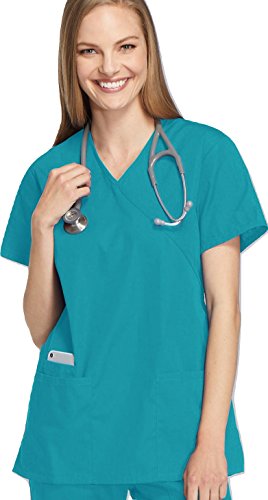Smart Uniform L 1224 Scrub Mock Wrap Top (L, Knickente [Teal] 1)