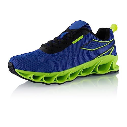 Fusskleidung® Damen Herren Laufschuhe Dämpfung Sportschuhe leichte Gesundheitsschuhe Blau Grün EU 41