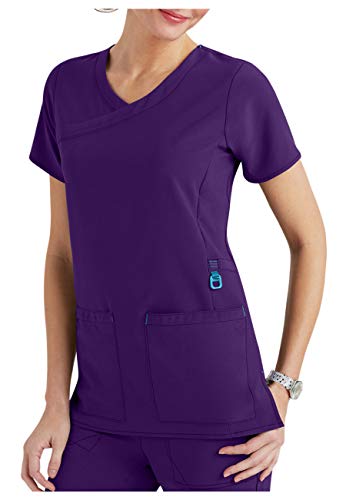 Smart Uniform Mock Wrap Top SM830 (L, Eggplant)