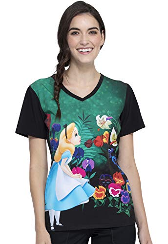 CHEROKEE Tooniforms V-Neck Kasack, Schlupfhemd mit Motiv Alice im Wunderland (XL)