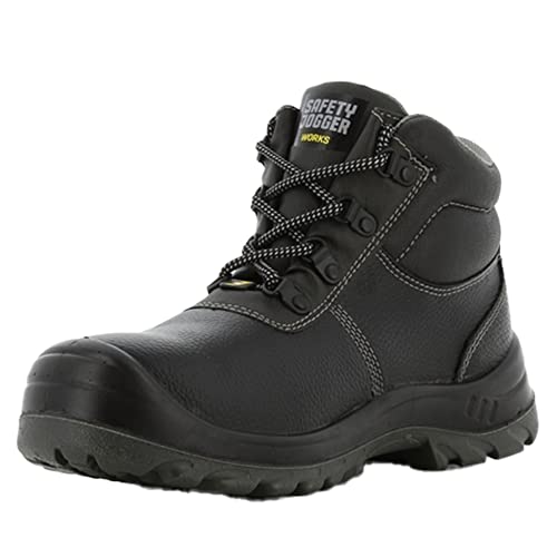 SAFETY JOGGER mit Stahlkappe Herren Leicht - S3 / S1P Arbeitsschuh für Damen, rutschfeste Pannensichere Stahlsohle, Stoßdämpfender, Wasser- und Ölabweisender Sicherheitsstiefel, 44 EU Bestboy Schwarz