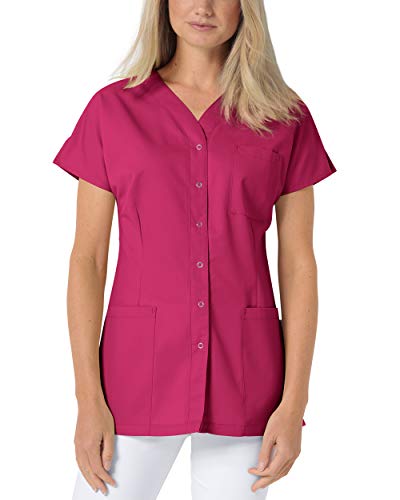 CLINIC DRESS Kasack Damen 1/2 Arm Druckknöpfe mit Brusttasche Seitentaschen Seitenschlitze 95° Wäsche pink L