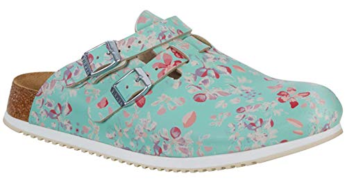 BIRKENSTOCK Damen Clogs Kay SL Birko-Flor schmal 39 EU Schmal Flower Mint
