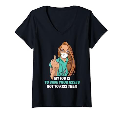Damen Lustiges Krankenschwester T-Shirt mit V-Ausschnitt