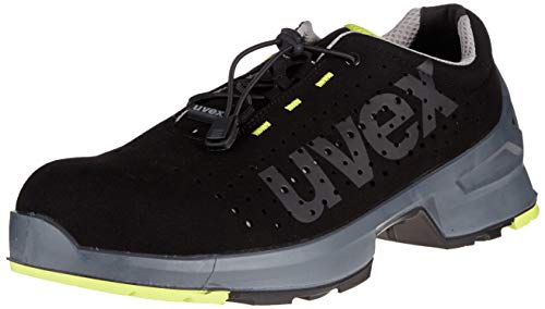 Uvex 1 gelochter Halbschuh,Sicherheitsschuhe S1 SRC, Arbeitsschuhe für Damen & Herren, Schwarz/Lime, Größe 39