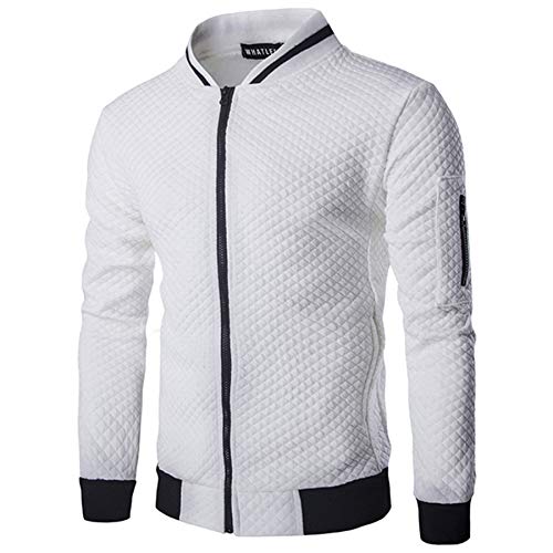 VANVENE Herren-Sweatshirt mit durchgehendem Reißverschluss, lässig, lange Ärmel, leicht, Active Jacke, S-3XL Gr. M, weiß