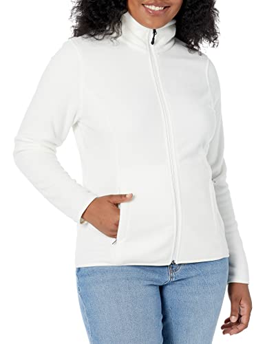 Amazon Essentials Damen Langärmelige Jacke aus Weichem Polarfleece mit durchgängigem Reißverschluss, Klassischer Schnitt, Elfenbein, M