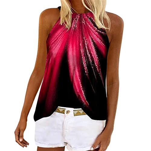 Lässige Shirts für Frauen Boho Sommer niedliche grafische Tanktops Neckholder ärmelloses Vintage Western Ethnic Tee Tank Tops Damen Stretch