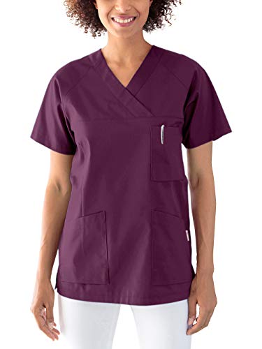 CLINIC DRESS Schlupfkasack Kasack Damen für Krankenpflege und Altenpflege 50% Baumwolle 95 Grad Wäsche Pflaume L