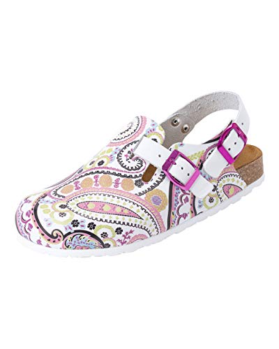 CLINIC DRESS Clog - Clogs Damen mit Motiv Paisley Schuhe für Krankenschwestern, Ärzte oder Pflegekräfte bunt, grafisches Muster, Paisley 40