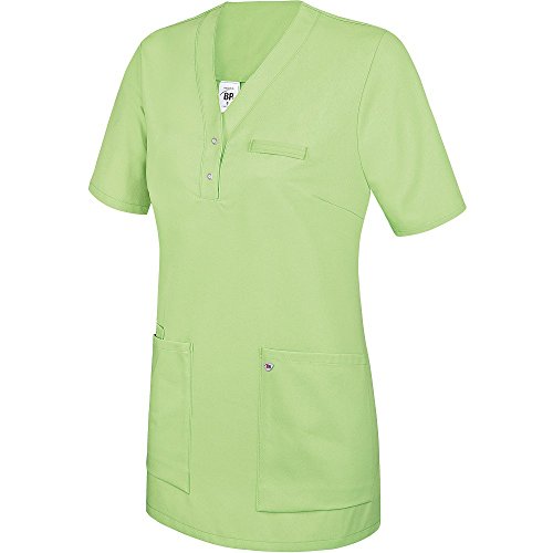 BP 1740-435-78-L Überzieh-Kasack für Frauen, 1/2 Hülse, V-Ausschnitt mit schmalem Druckknopfband, 180,00 g/m² Stoffmischung, hellgrün ,L