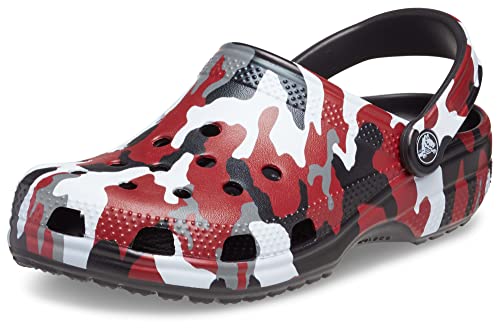 Crocs - Classic Printed CAMO Clog - Black red, Größe:48/49 EU