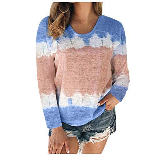 NHNKB Basic Sweatshirt Damen Pullover Damen Herbst Hoodie Ohne Kapuze Damen Oversized Damen Farbblock Tie-Dye Patchwork T-Shirt mit Rundhalsausschnitt Lässige T-Shirts Schlangenmuster Oberteil