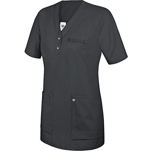 BP 1740-435-56-L Überzieh-Kasack für Frauen, 1/2 Hülse, V-Ausschnitt mit schmalem Druckknopfband, 180,00 g/m² Stoffmischung, anthrazit ,L