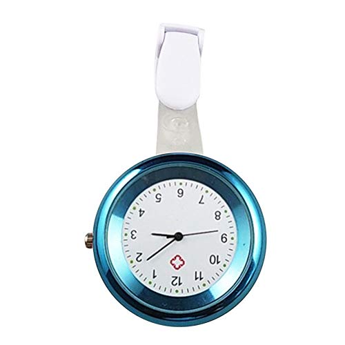 Kuizhiren1 Krankenschwesteruhr aus Silikon, medizinisch, analog, modisch, runde Ziffern, Quarz, zum Anklippen, Krankenschwestern, Arzt, Taschenuhr, Blau