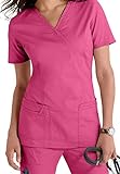 Smart Uniform 1125 Mock Wrap Top (L, Pink)