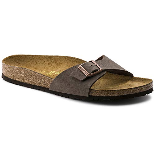 Birkenstock Damen Classic Madrid Birko-Flor Pantoletten,Braun (NUBUK MOCCA), 38 EU