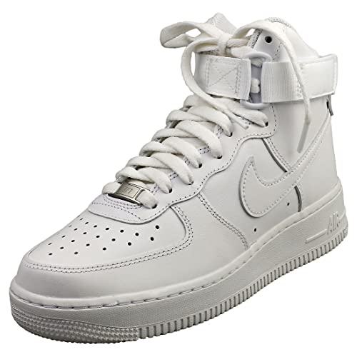 Nike -Sneakers Mid -Verschluss mit Schnürsenkeln und Reißen -Obermaterial aus Leder -Stofffutter -Gummisohle, Weiß, 41 EU