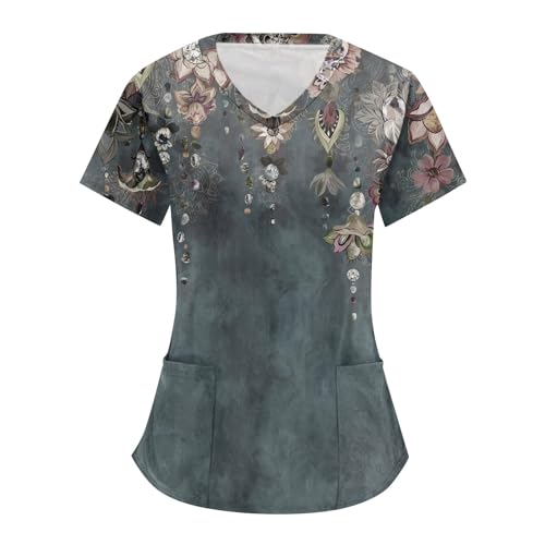 Kassaks Frauen Pflege, Berufsbekleidung Pflege Kasack Damen Weisse Arbeitshosen Damen Kasack Damen Pflege Günstig, Kasak T Shirt Dünner Stoff Damen Kasacks Damen, Bunt Tshirt Damen(3-Navy,L)